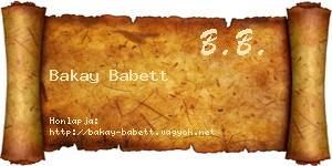 Bakay Babett névjegykártya
